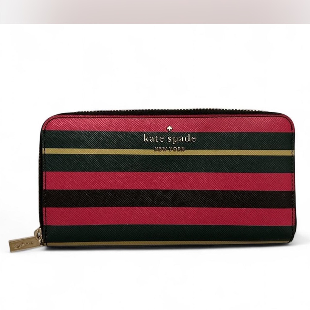 Kate Spade New York Staci 2021 Holiday Multi Striped Lrg Zip Wallet
